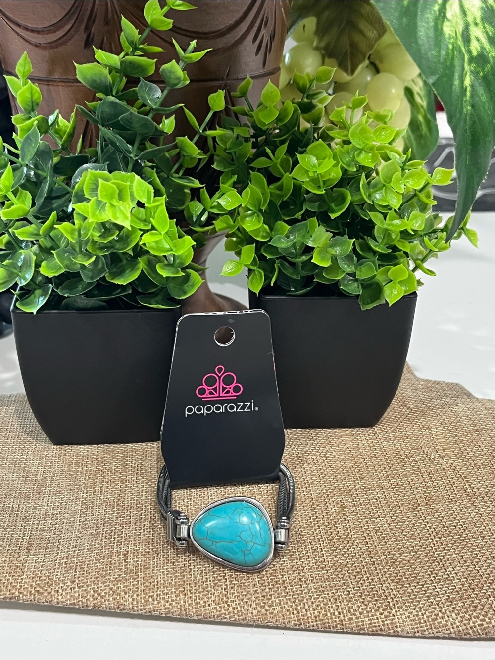 paparazzi Turquoise Teardrop Bracelet with Silver-Tone Accents